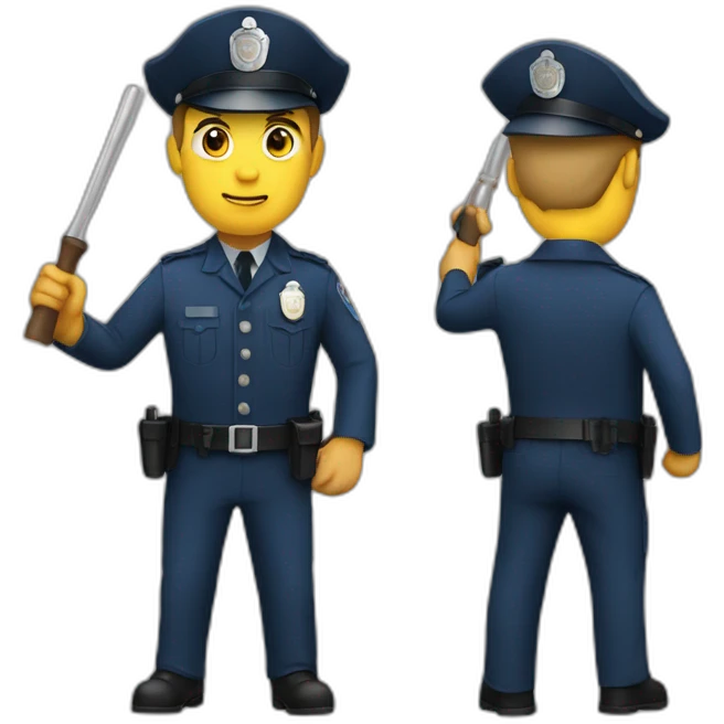 A policeman with a baton in his hand getting ready to strike emoji