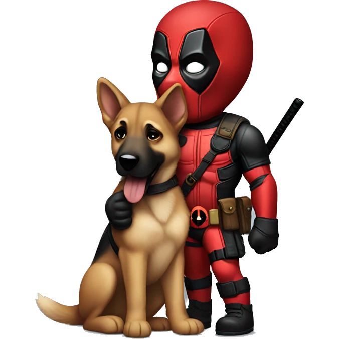 Deadpool holding German shepherd puppy emoji