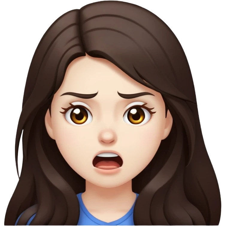 girl with long dark brown hair brown eyes and pale skin having a tantrum emoji