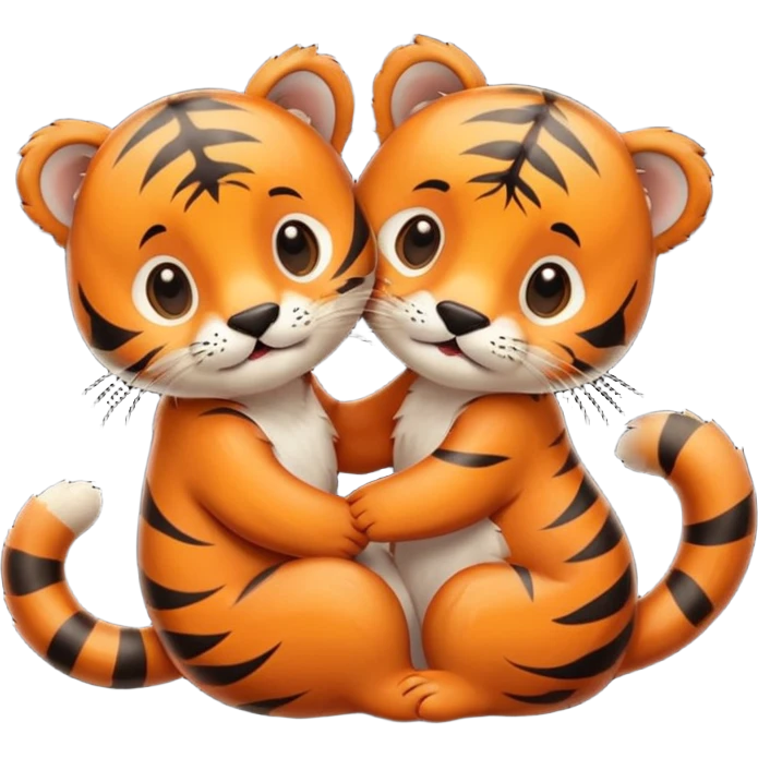 tiger and little otter in love emoji