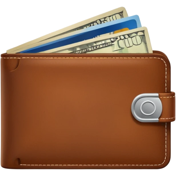 portefeuille marron avec billet et carte bancaire emoji
