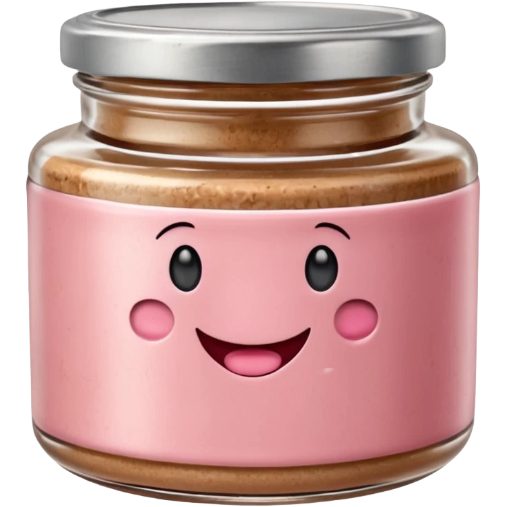 small glass jar of coarse beige-pink pâté with metal lid, visible texture, no label or extras, soft lighting, subtle shadows, transparent background, emoji scale emoji