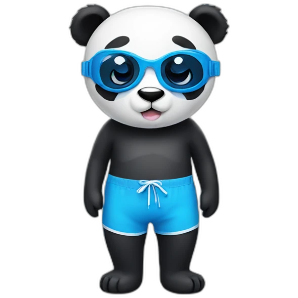 Panda with blue swim goggles emoji