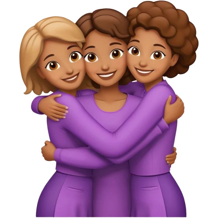 Three light brown skin sisters hugging  emoji