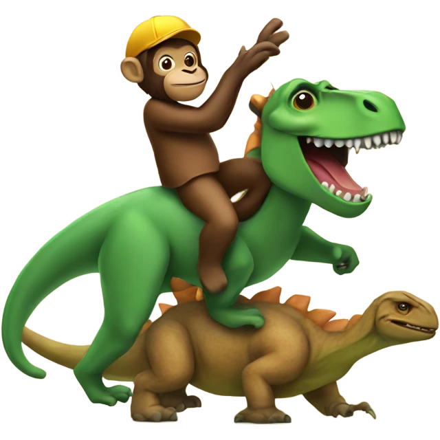 Monkey riding a dinosaur  emoji