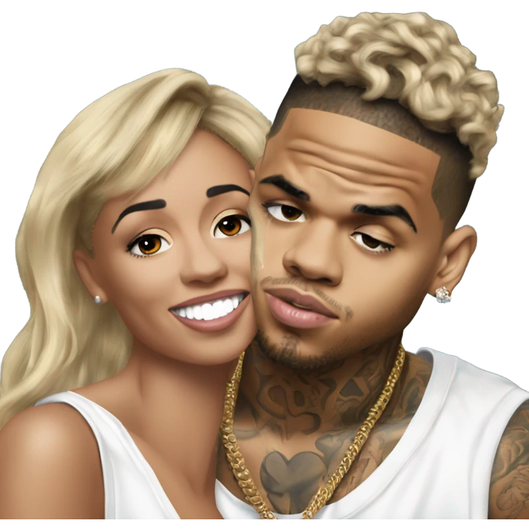Hyper Realistic Chris Brown  Karruche Tran romantic photo  emoji
