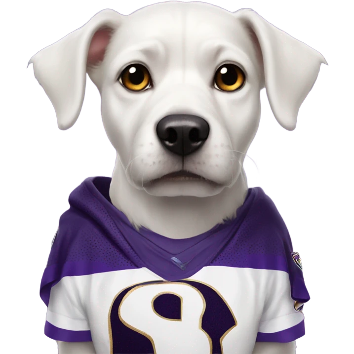 pointy ears White dog in a ravens jersey  emoji