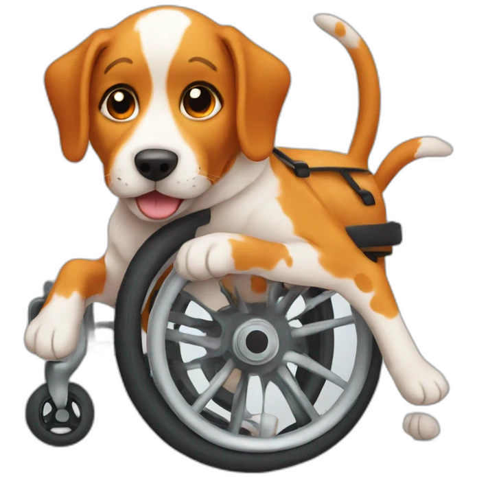 dog with spots in orange wheelchair emoji