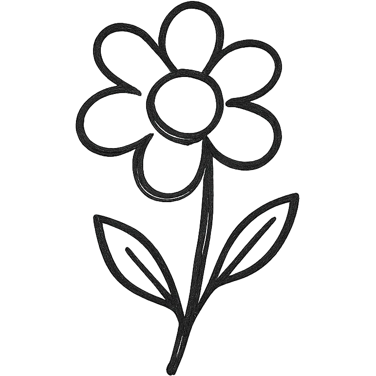 hand drawn outlined icon of a flower, no fill emoji