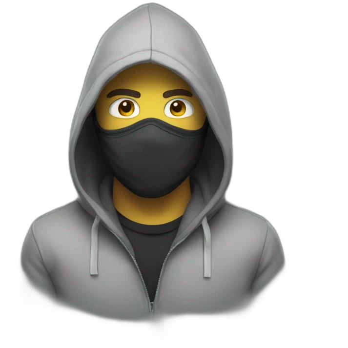man with hoodie and gaz mask emoji