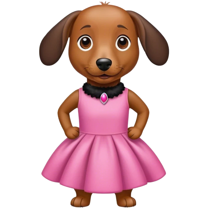 Black and brown wiener dog with pink dress emoji