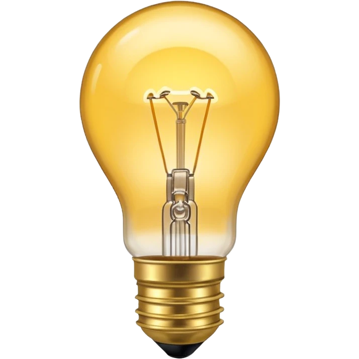 Standard incandescent light bulb with brass base and clear glass emoji