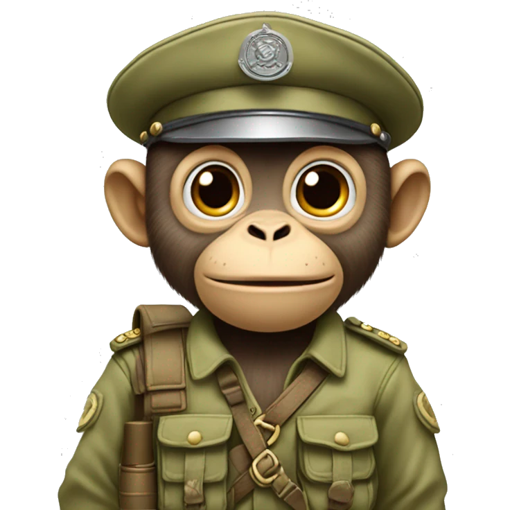 Monkey pretending to be a ￼ soldier ￼ emoji
