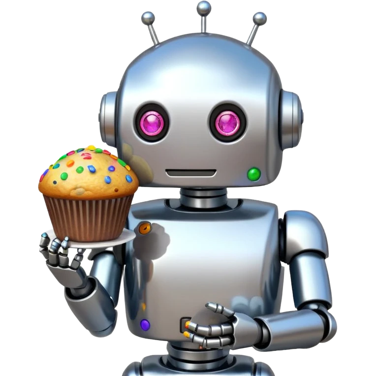 Robot eating muffin emoji