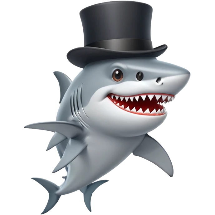 Shark with a top hat emoji