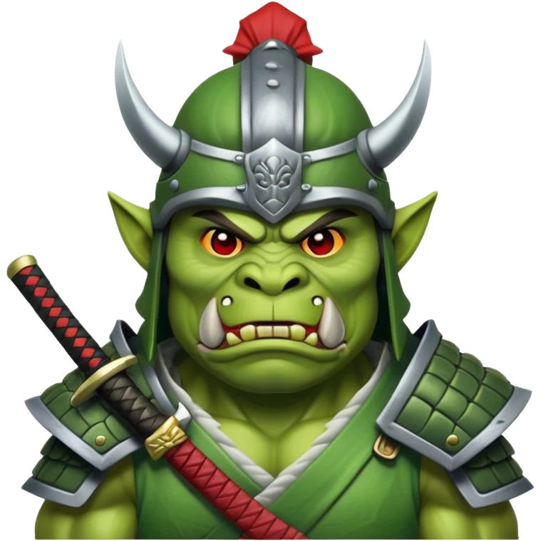 green orc in samurai helmet emoji