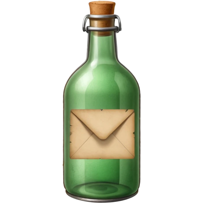 Message letter paper inside green Bottle emoji