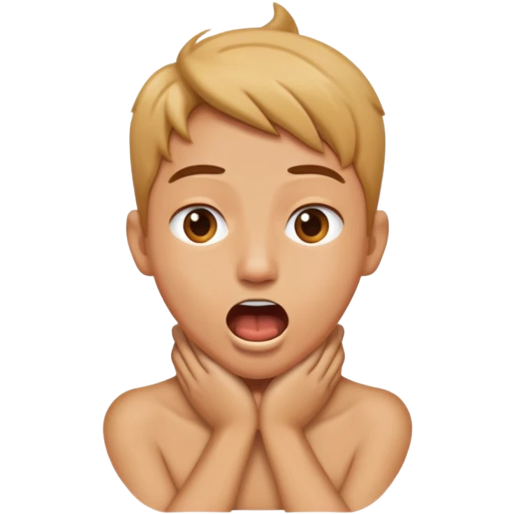 Person with hands on there neck crossed and mouth open emoji