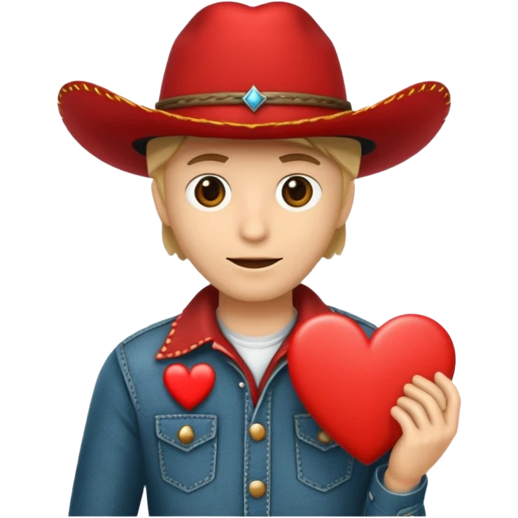Puedes hacer el órgano conocido como corazón de humano con  un sombrero de vaquero color negro encima emoji