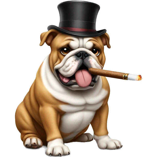 English bulldog smoking cigar emoji