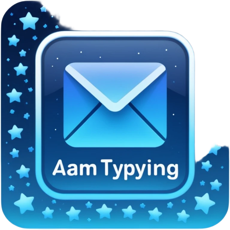 A square that reads "4 AM TYPING HAS ARRIVED" with a mood and stars behind it and glowing blue gradient text emoji