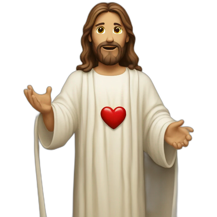 Jesus with holy heart emoji