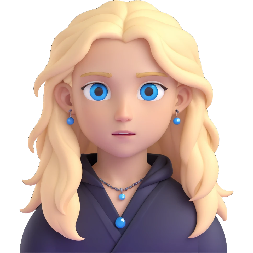 boy with long light blonde hair, dark blue eyes, multiple facial piercings, all black outfit emoji