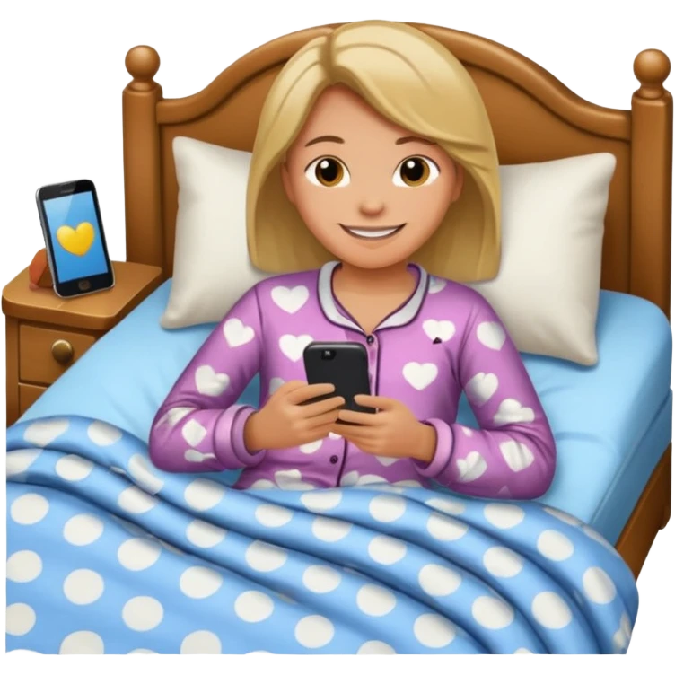 
emoticon of lying in bed and looking at phone emoji