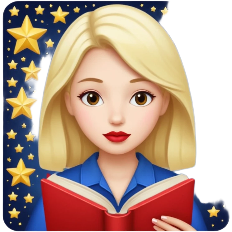 girly book open with lipstick and stars emoji