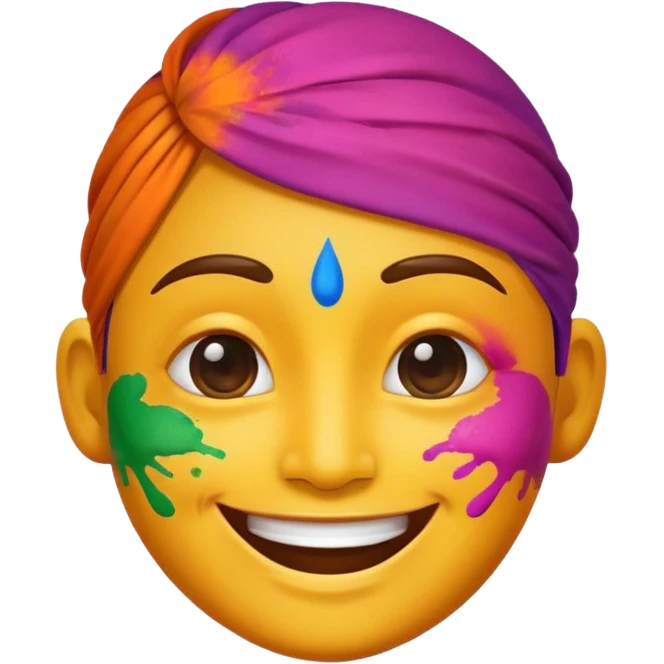 A smile face emoji, with colour in the face, beacuse its holi today. emoji