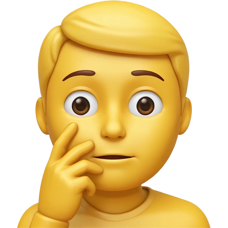 3D render of a yellow thinking face emoji with hand on chin, same expression and color as 🤔, smooth glossy surface, realistic lighting, no body, clean background emoji