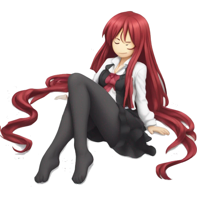 full body sleeping Rias Gremory anime style art emoji