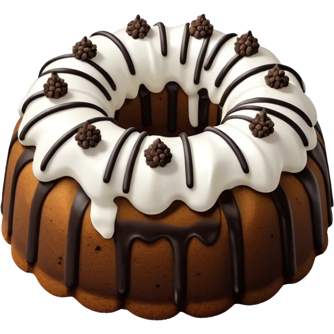 Cookies & cream Bundt cake with only white frosting stripes  emoji
