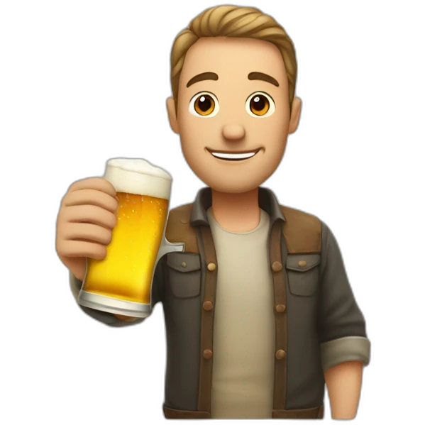 man saying good bye with hand drinking beer emoji