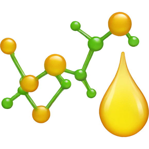 a droplet behind a molecule emoji