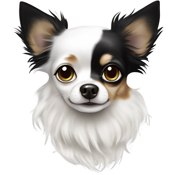 Black and white Merle long hair chihuahuas white on face emoji