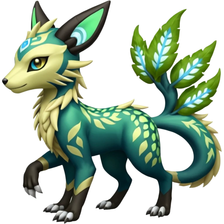  Exotic Ivy Meloetta-Zygarde-Zeraora-Renamon-Protogen-Palkia-hybrid-fusion-Fakémon-creature, full body emoji