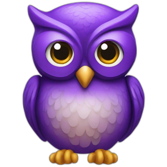 Purple owl with lens eyes smile emoji