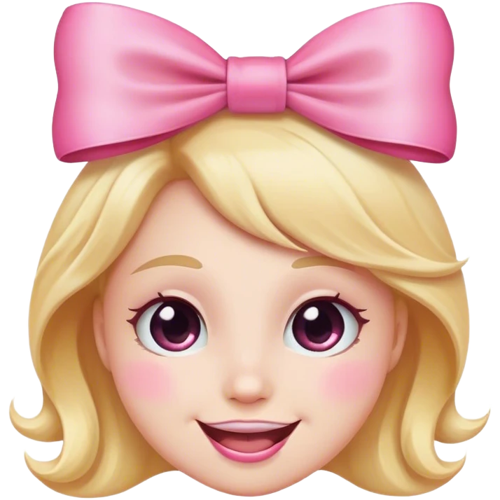 happy face with a pink bow emoji