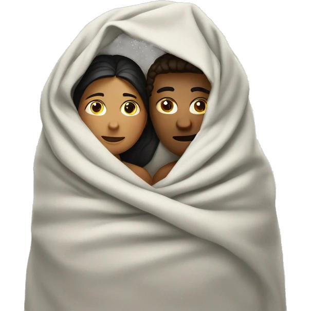 Two people under blanket emoji