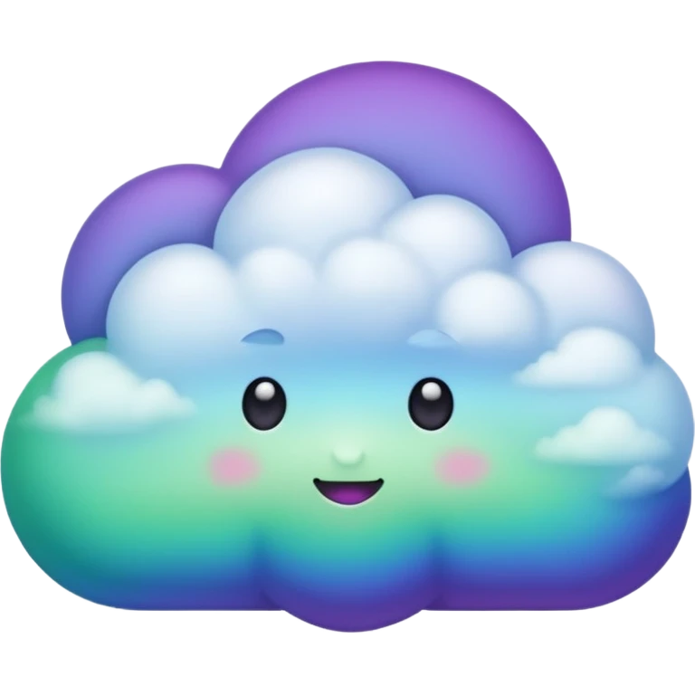 purple and green and blue gradient fluffy cloud no face emoji