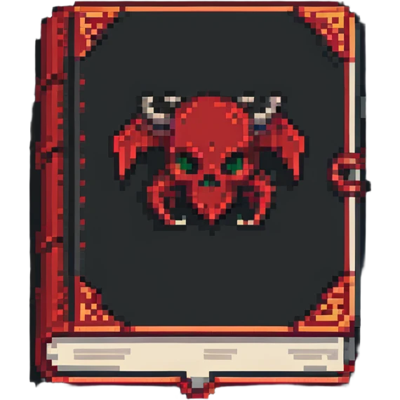 red cursed book in pixel art style emoji