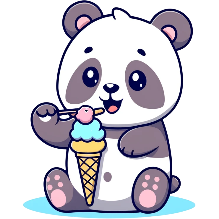 Panda eating ice cream emoji