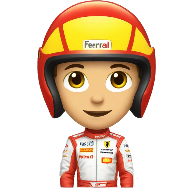  f1 driver in ferrari suit wearing yellow helmet emoji
