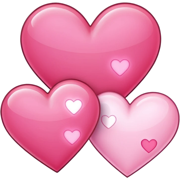 three pink pixel hearts with white-glowing effect emoji