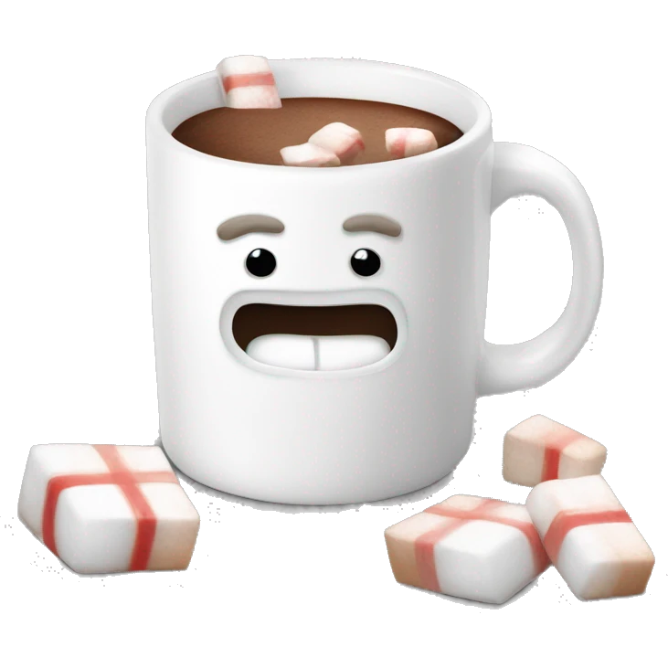 Christmas White mug of hot chocolate with marshmallows  emoji