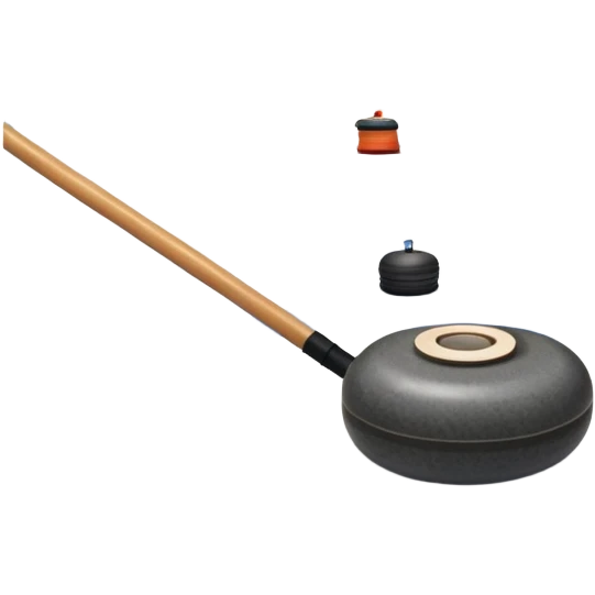 An icon showing a close-up of a curling stone sliding across the ice with a broom beside it. The scene is set in a brightly lit stadium, with detailed spectator stands in the background. Transparent background highlights the focus, skill, and atmosphere of the curling sport. emoji