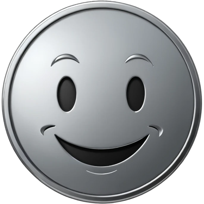 Silver coin smiley face emoji