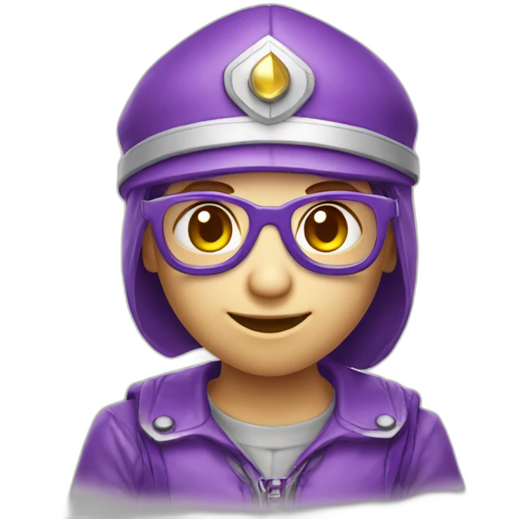 Lutin violet avec lunette aviateur emoji