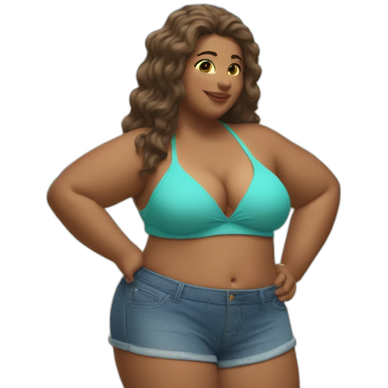 Slim-thicc Caucasian woman bikini hands on hips pose (beach body) emoji